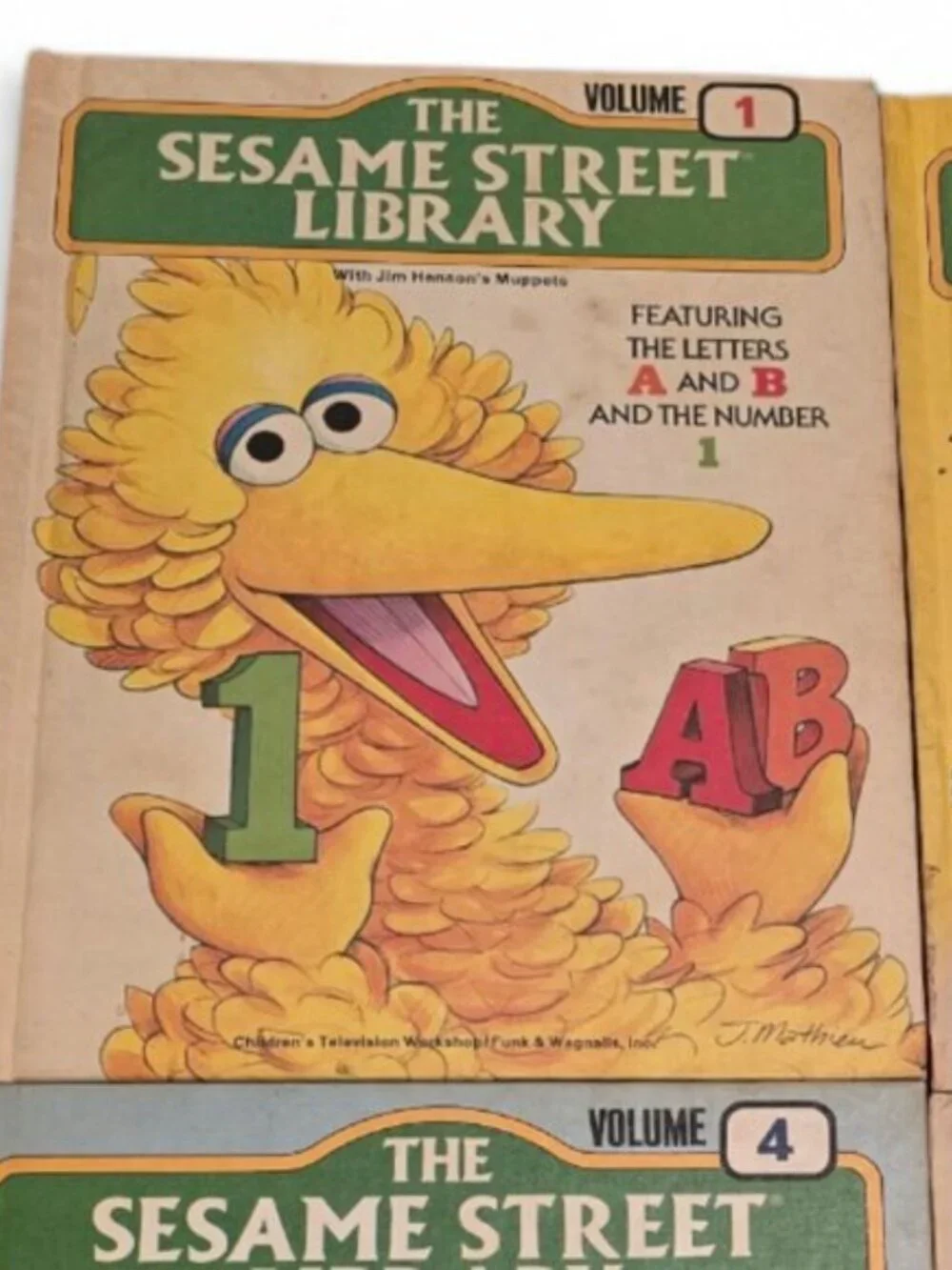 Vintage Sesame Street Library Lot Vol 1-5 Hardcover Books Big Bird CookieMonster